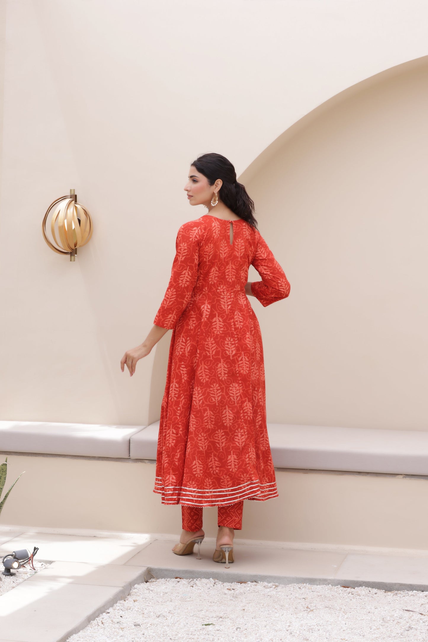 Red Ember Anarkali Suit Set