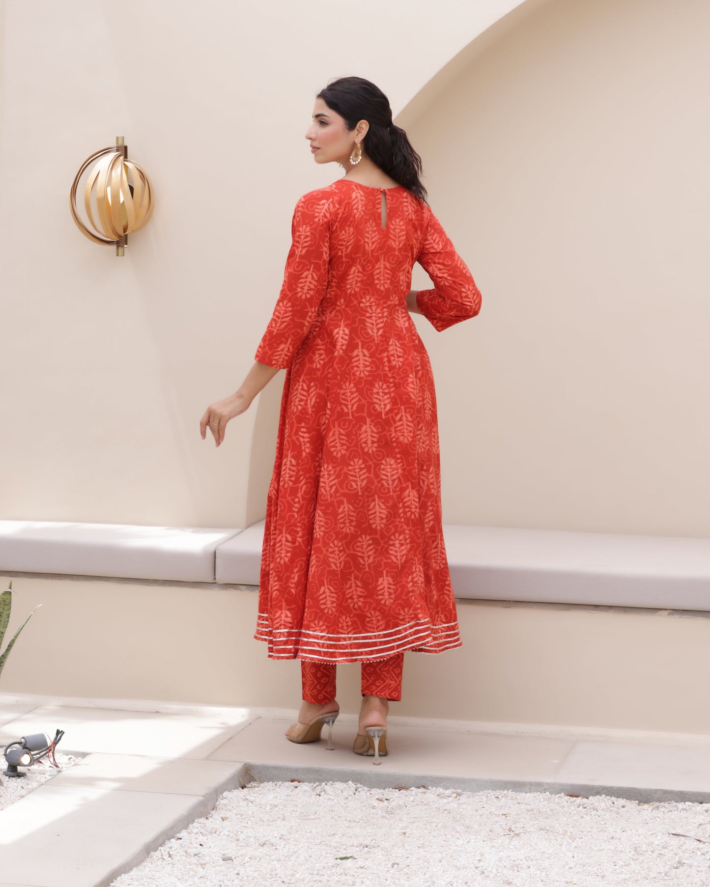 Red Ember Anarkali Suit Set