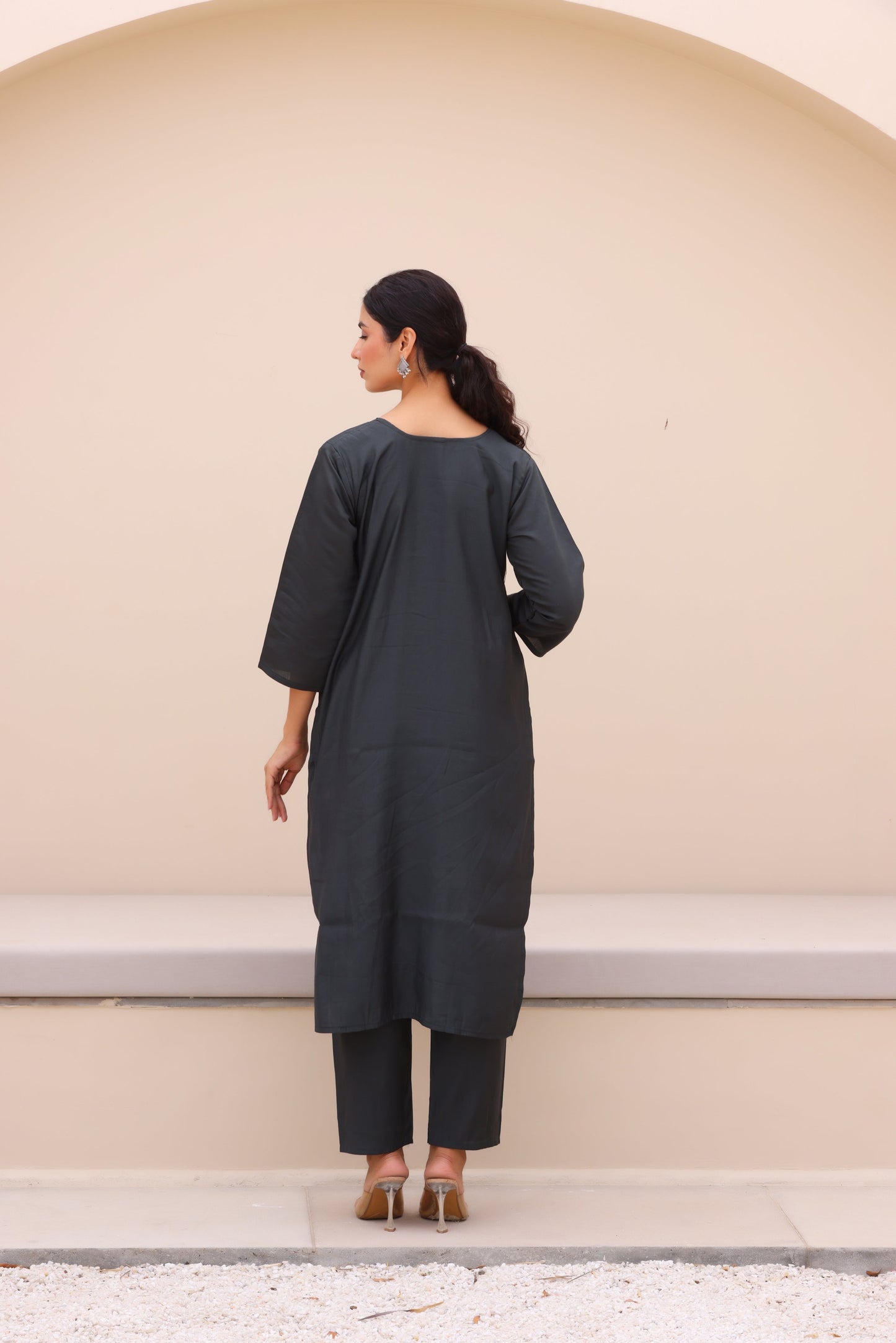 Urban Grey Cotton Silk Suit Set
