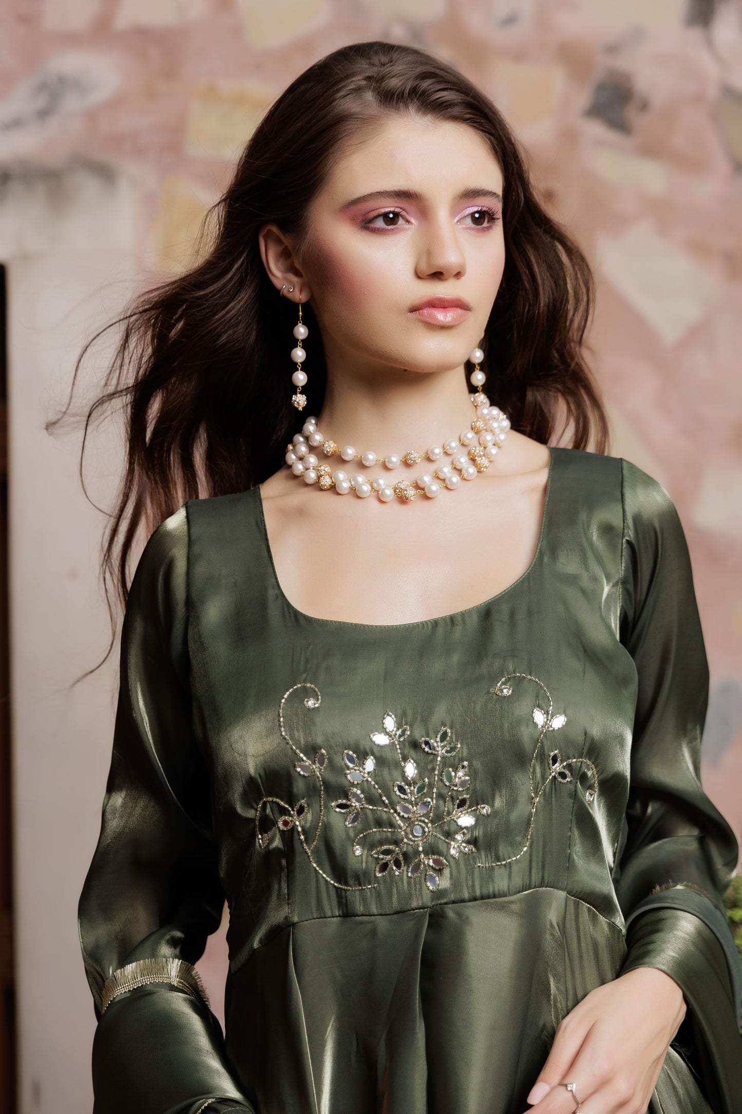 Royal Olive Festive Anarkali Set