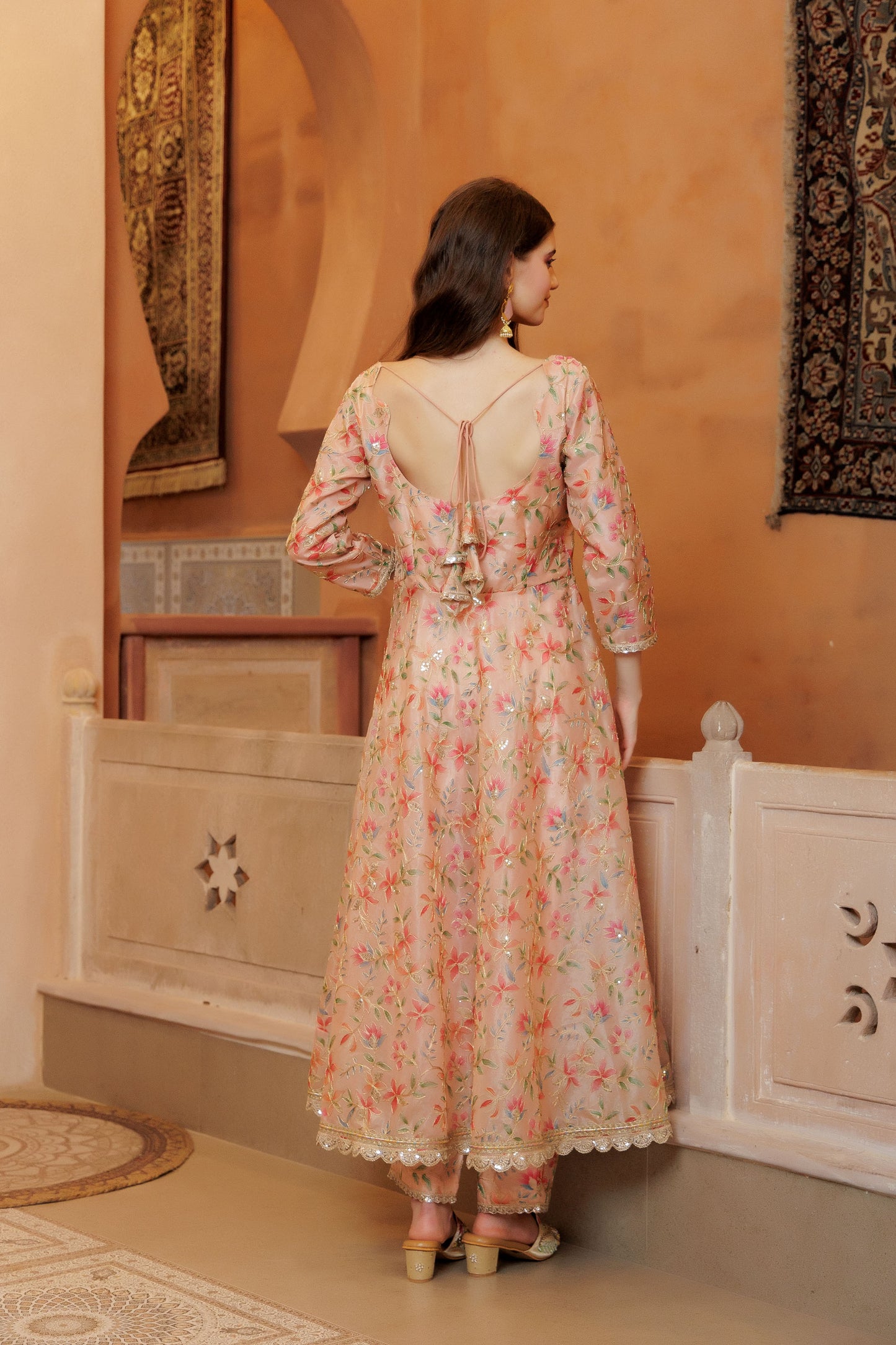 Beige Festive front-Cut Anarkali