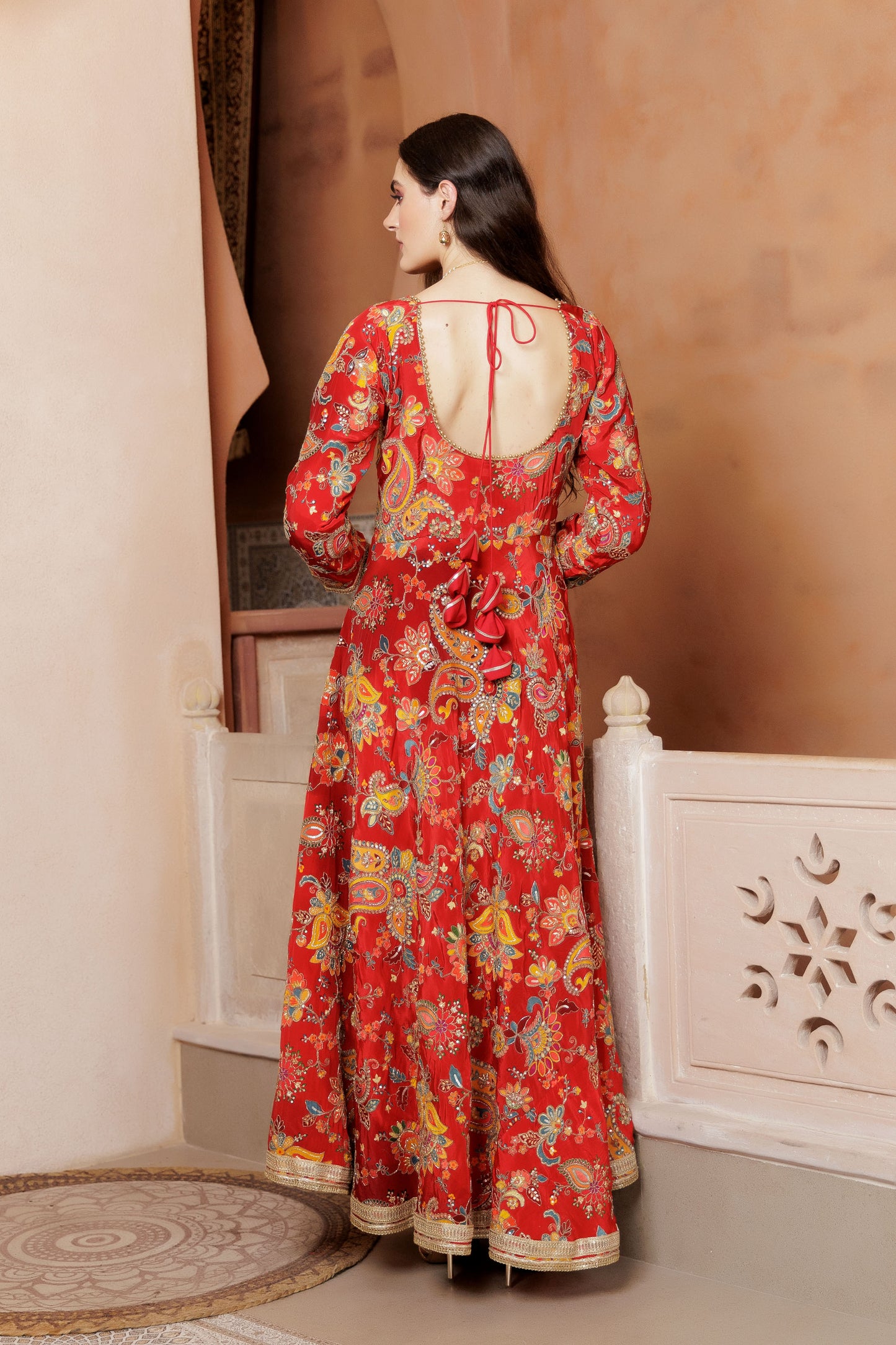 Sindoori Festive Floral Maxi Dress