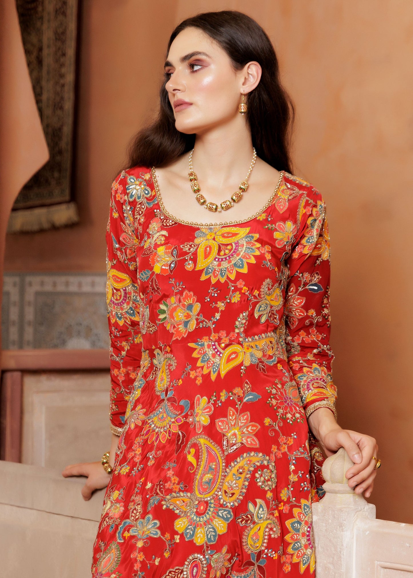 Sindoori Festive Floral Maxi Dress