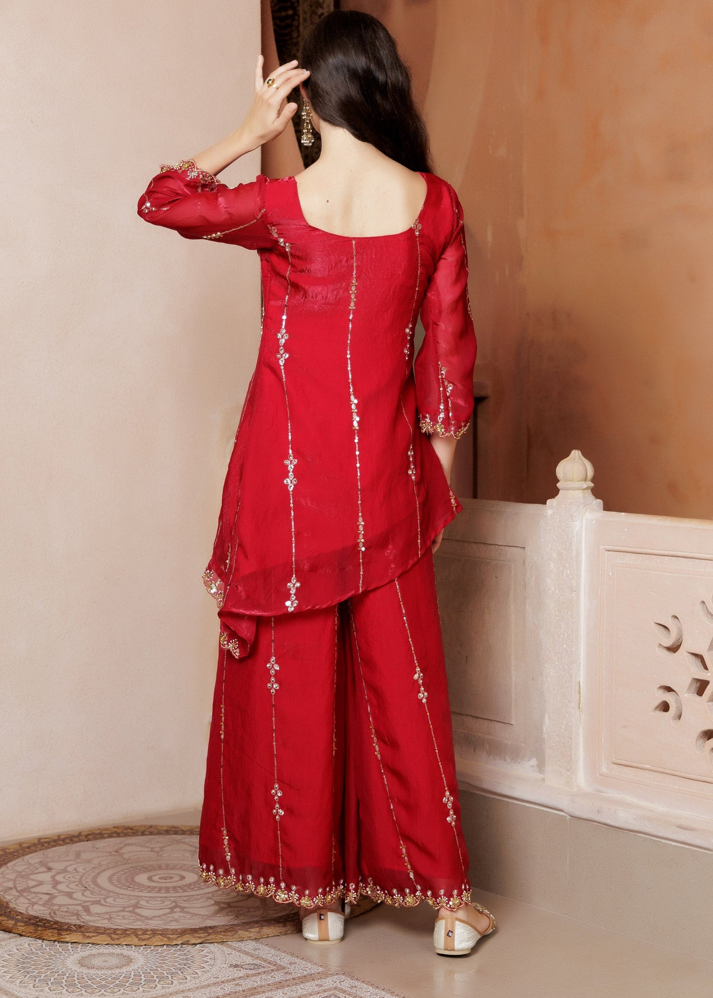 Noor Festive Scarlet Sharara Ensemble