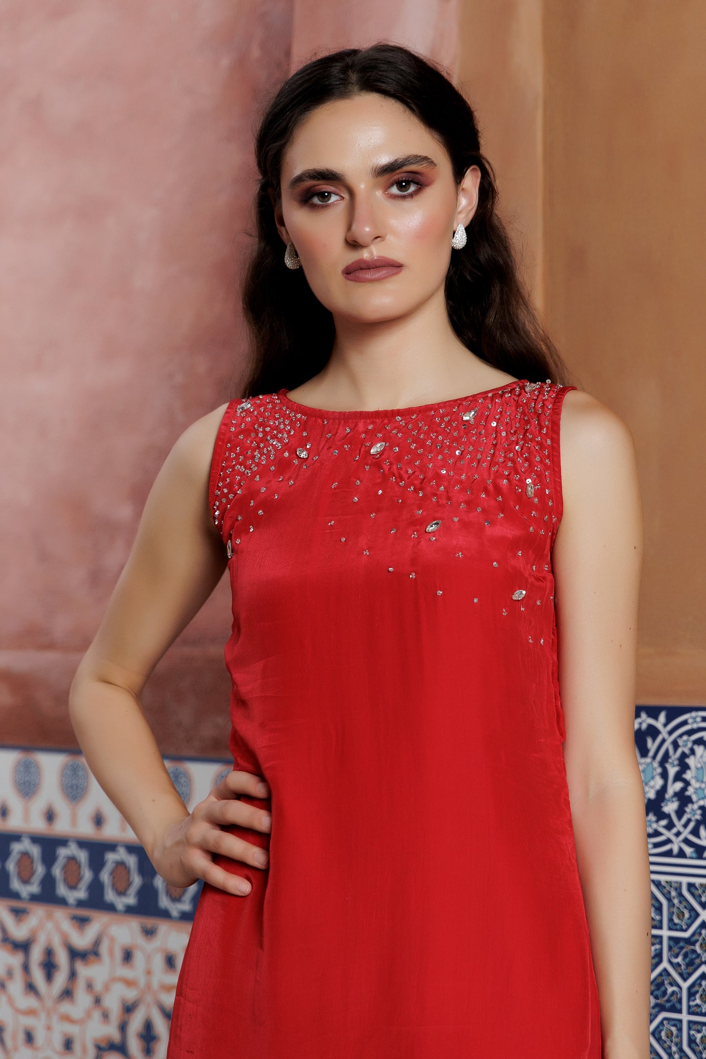 Red Aura Embellished  set
