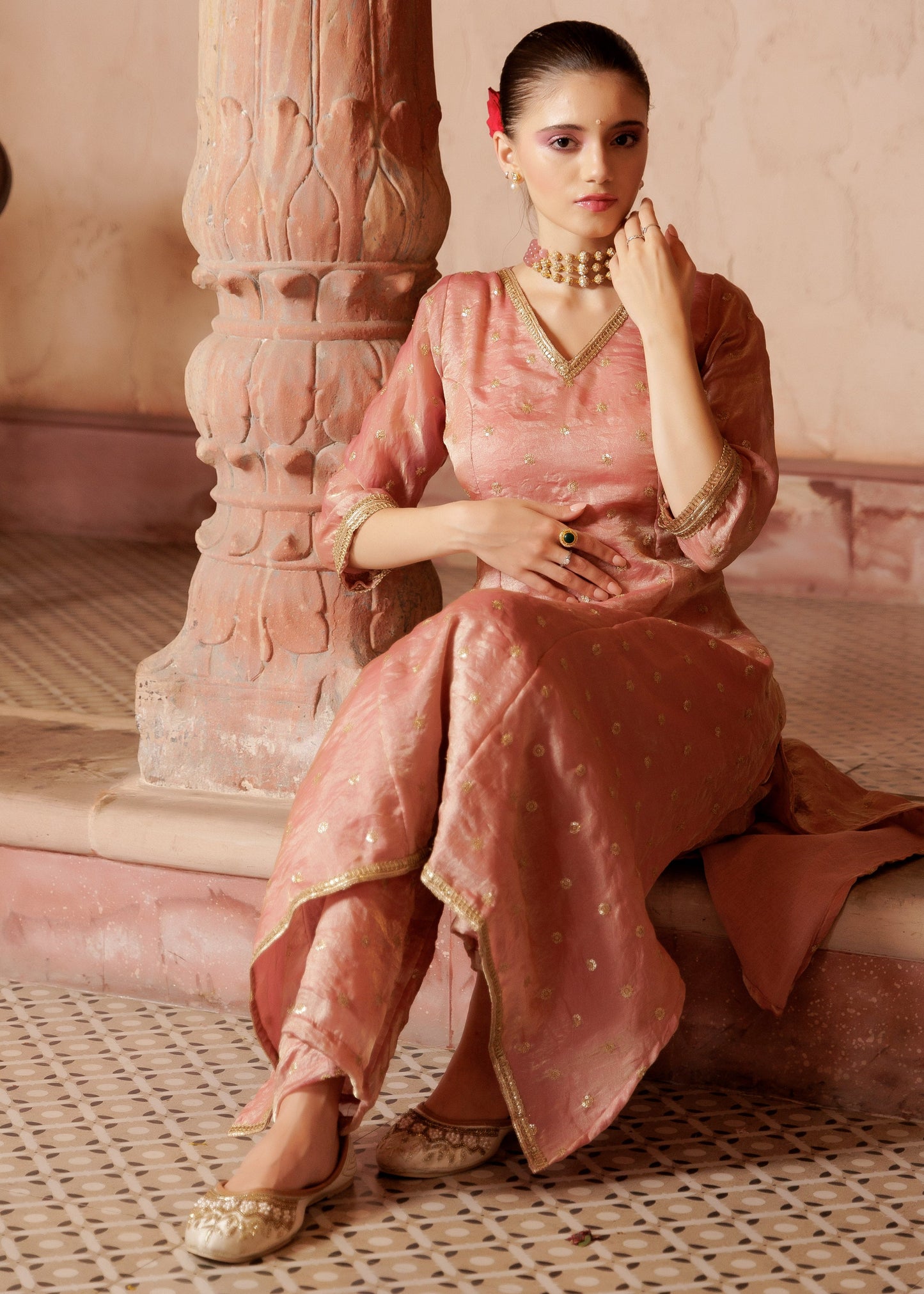 Peach Glow Festive Suit Set