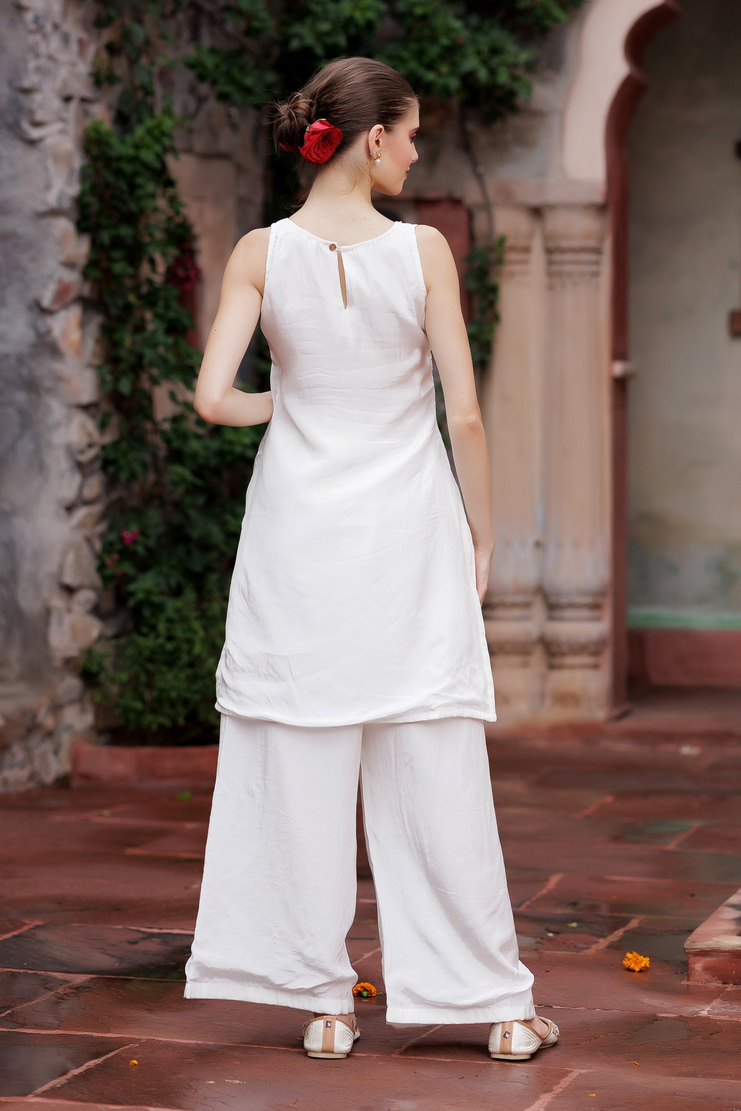 Noor White Embellished Indo-Western Set