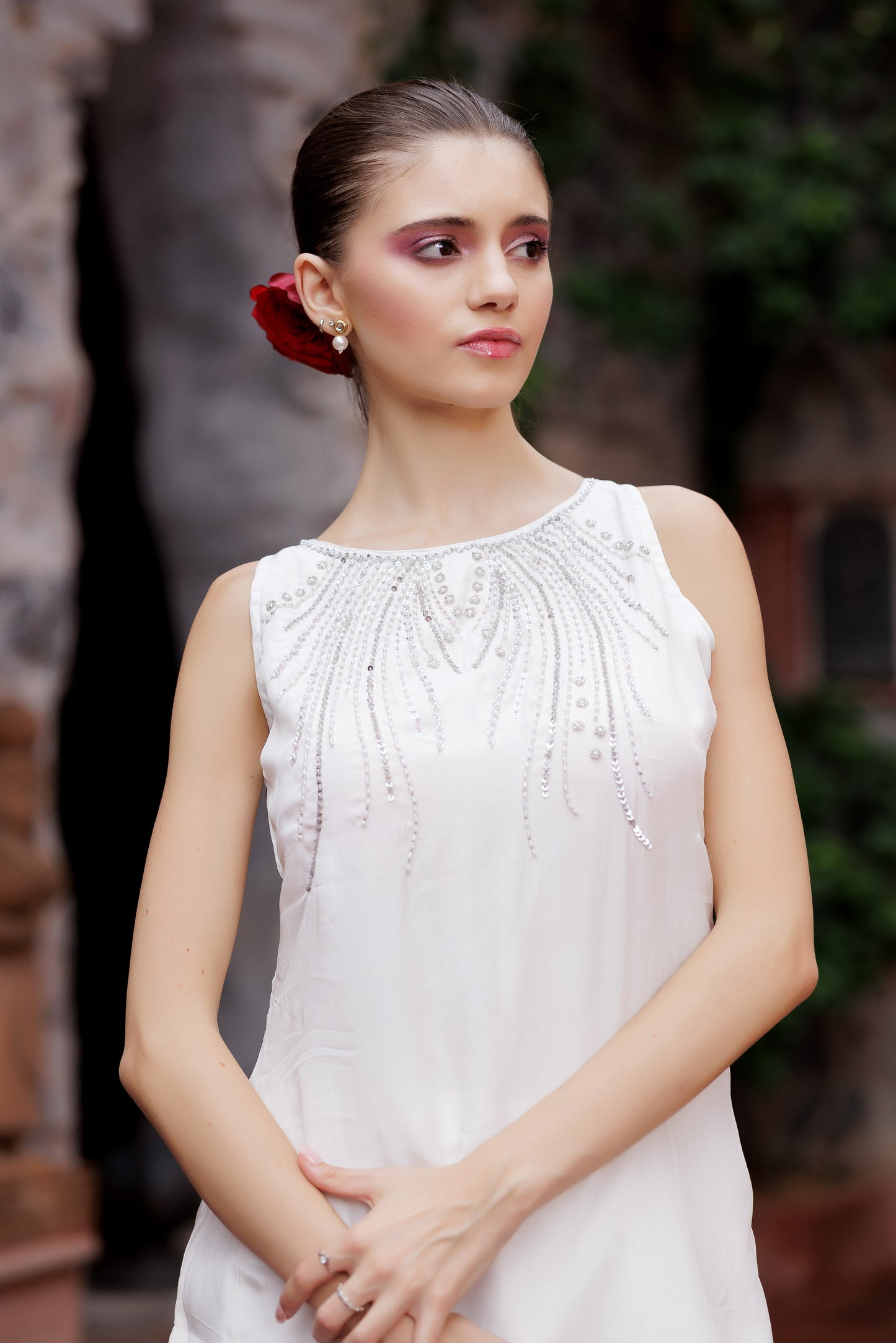 Noor White Embellished Indo-Western Set