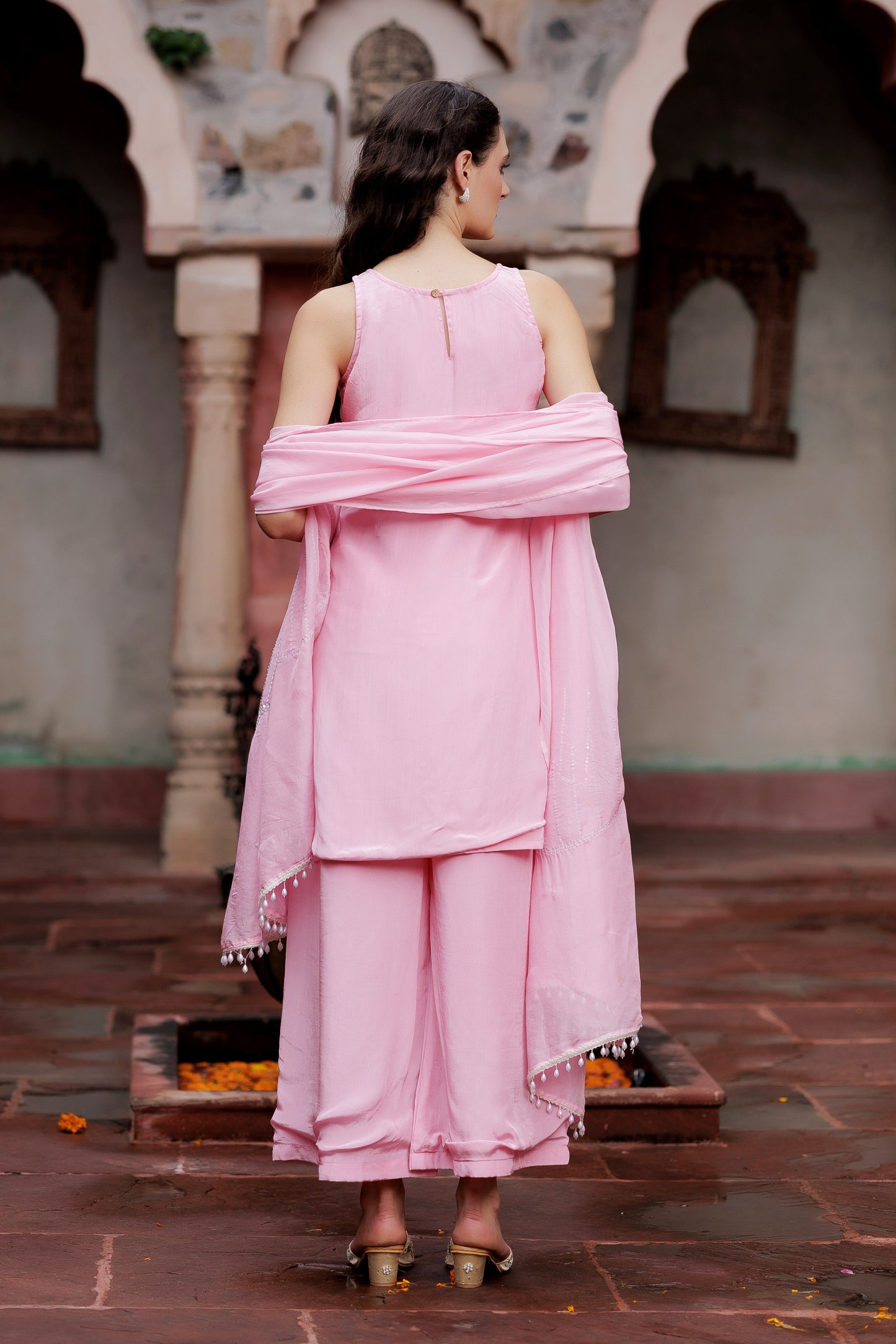Noor Pink Embellished Indo-Western Set