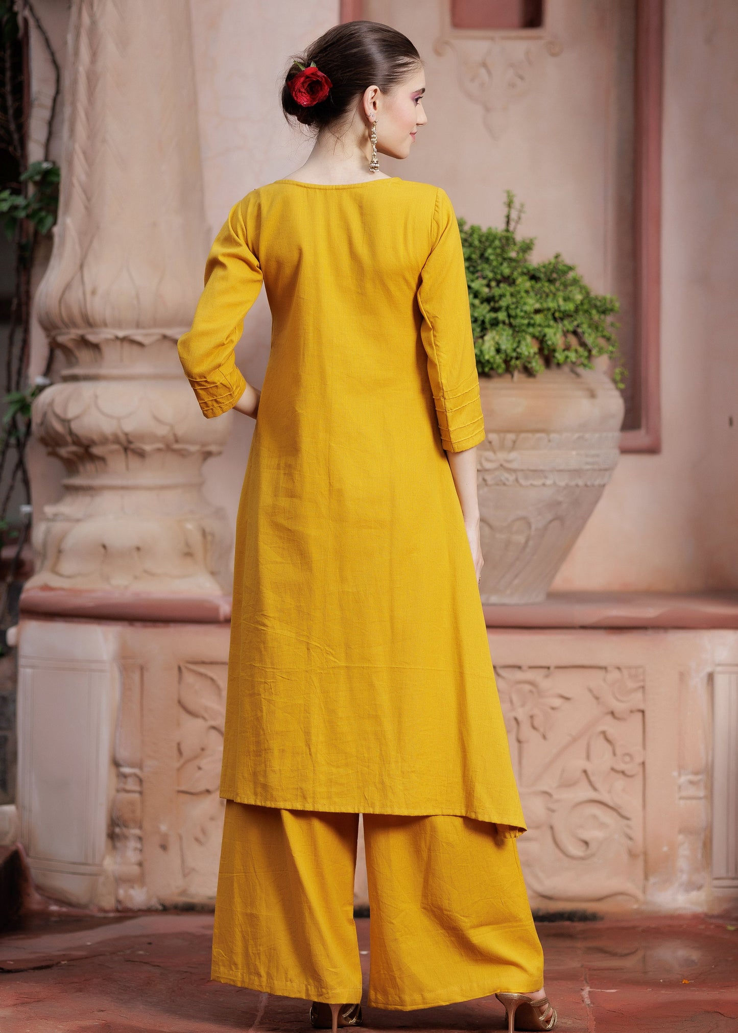 Zaria Mustard Handcrafted Suit Set