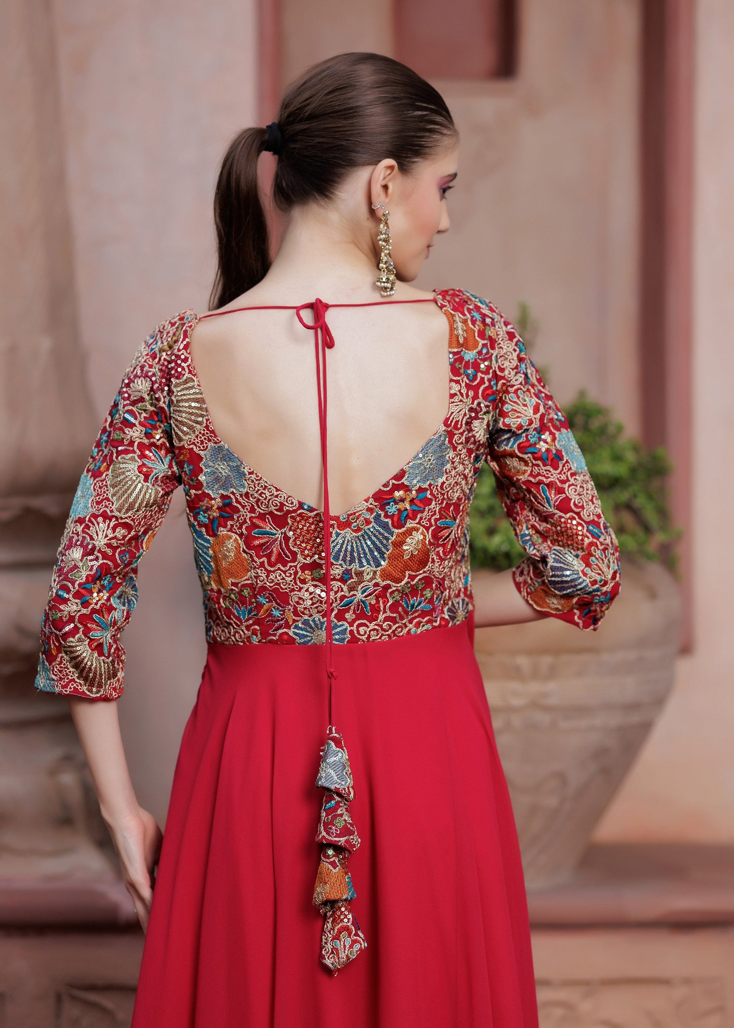 Red Elegance Festive Anarkali Suit Set