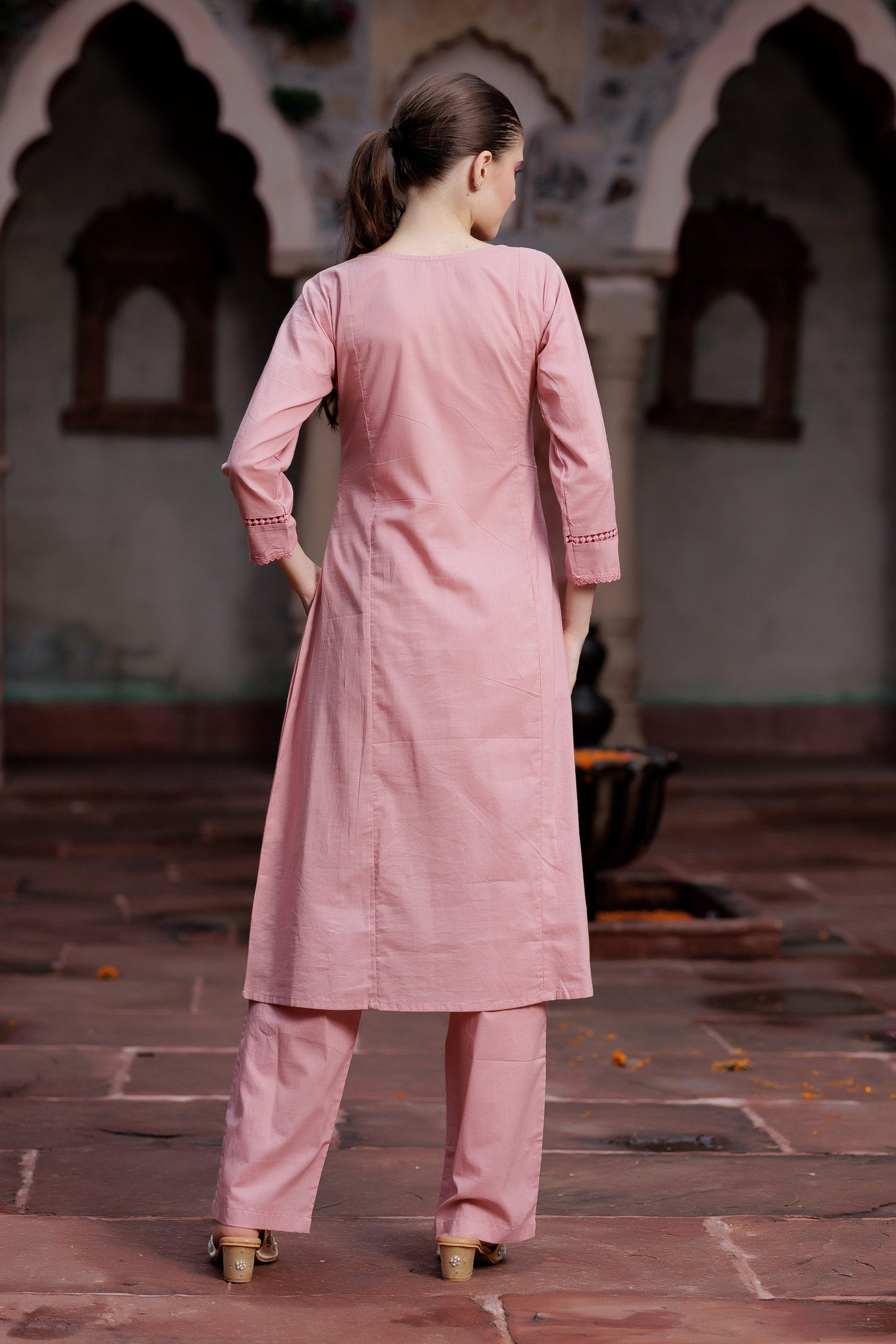 Blush Pink Hand-Embroidered Suit Set