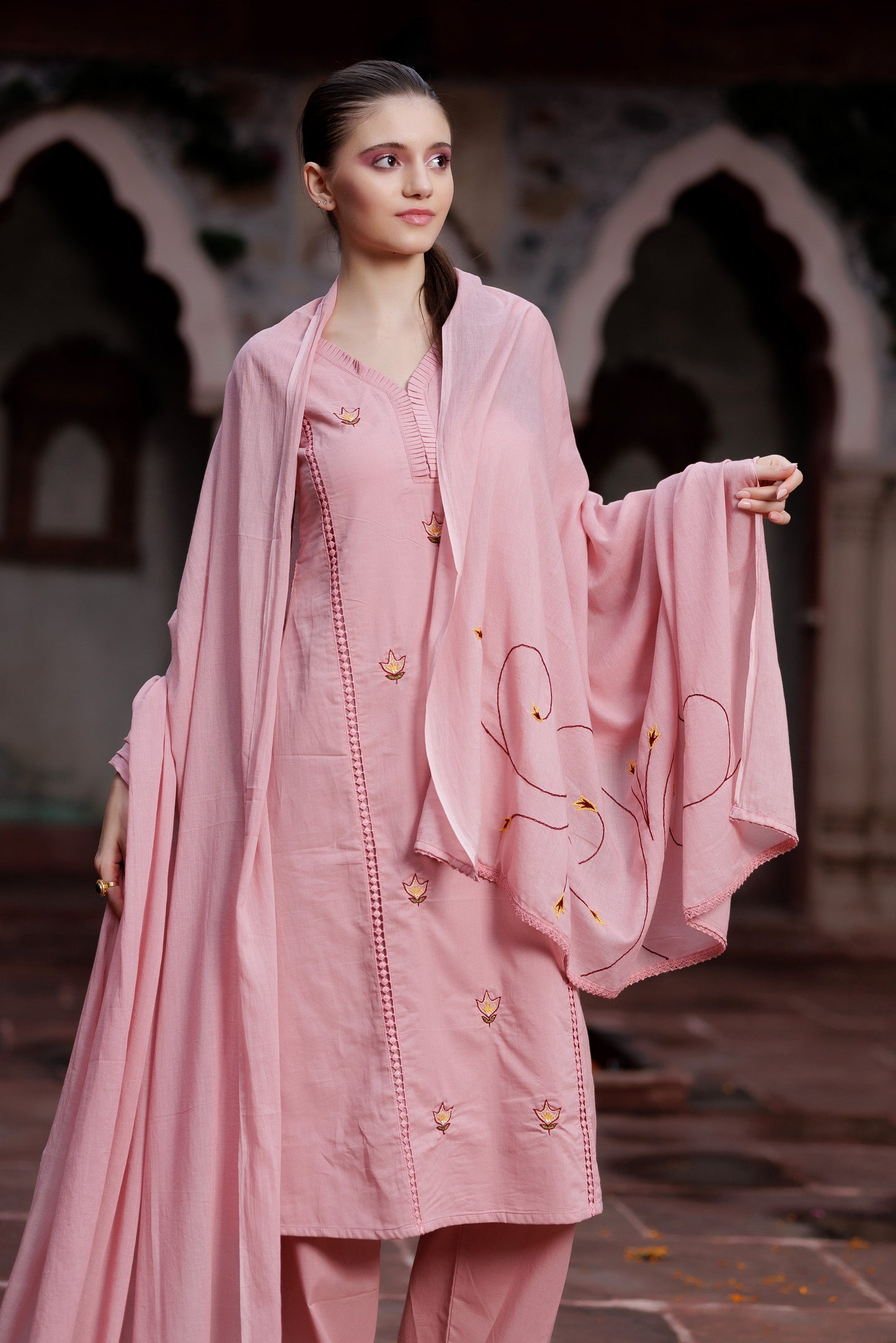 Blush Pink Hand-Embroidered Suit Set