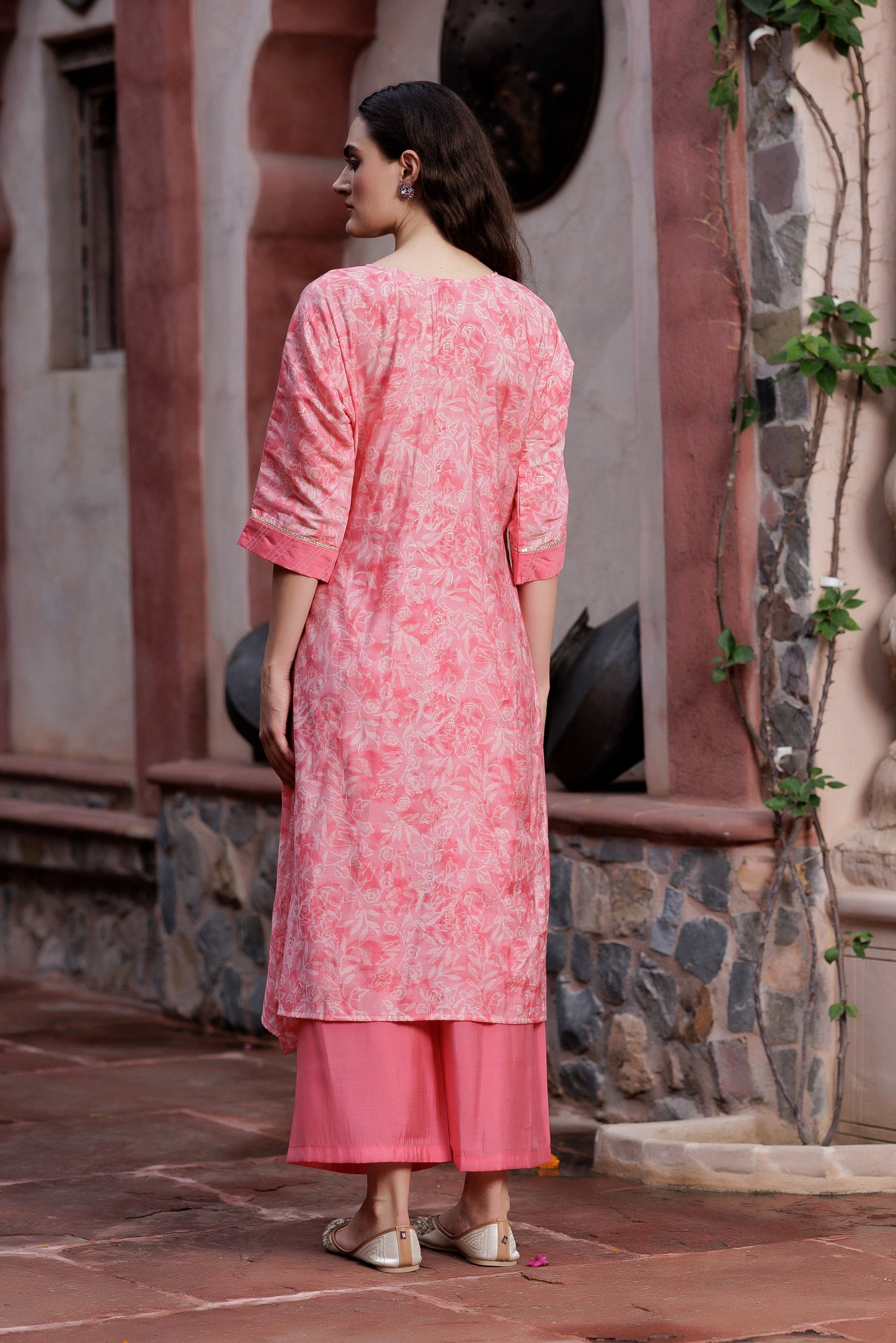 Peach Blossom Printed Suit Set