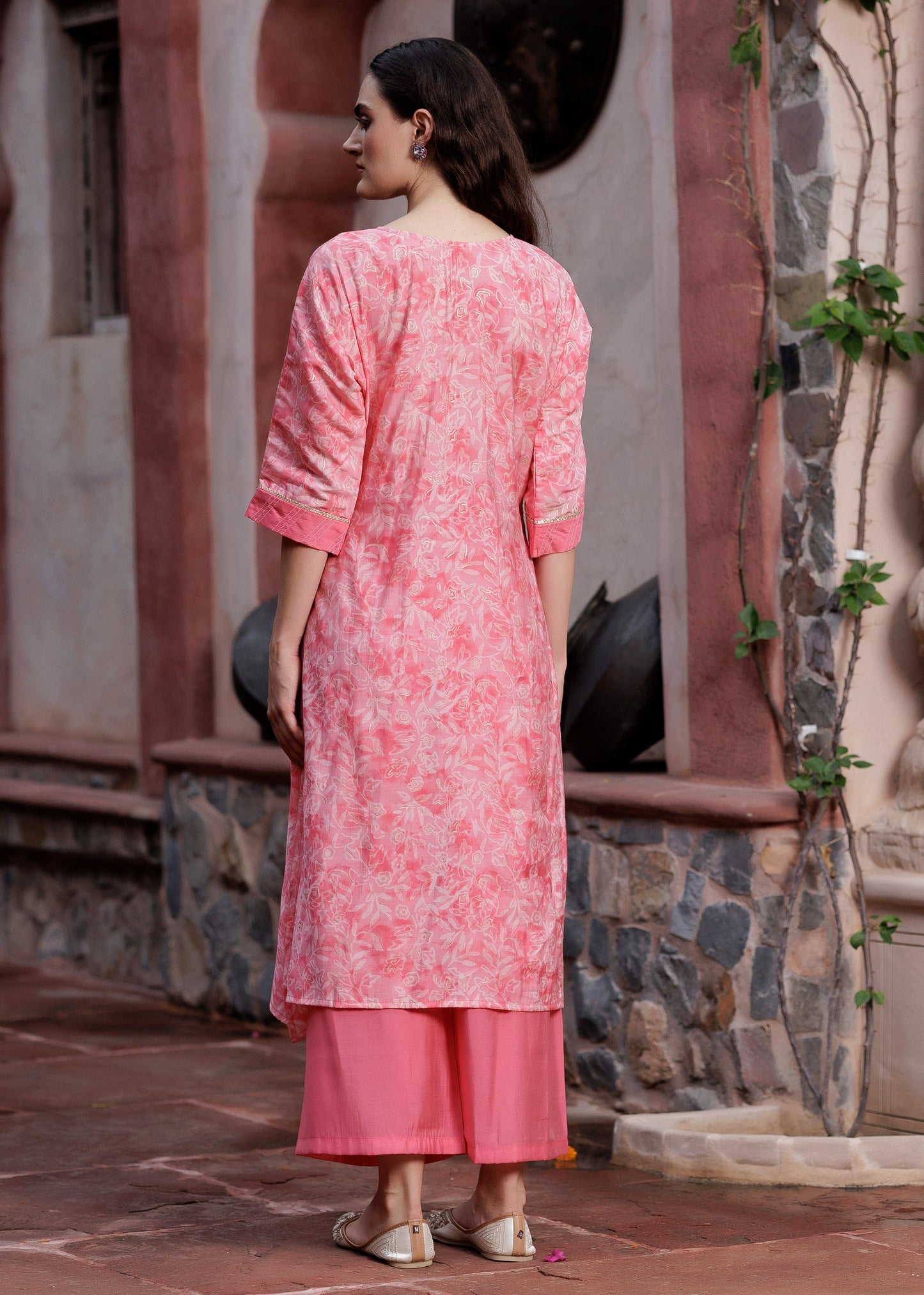 Peach Blossom Printed Suit Set