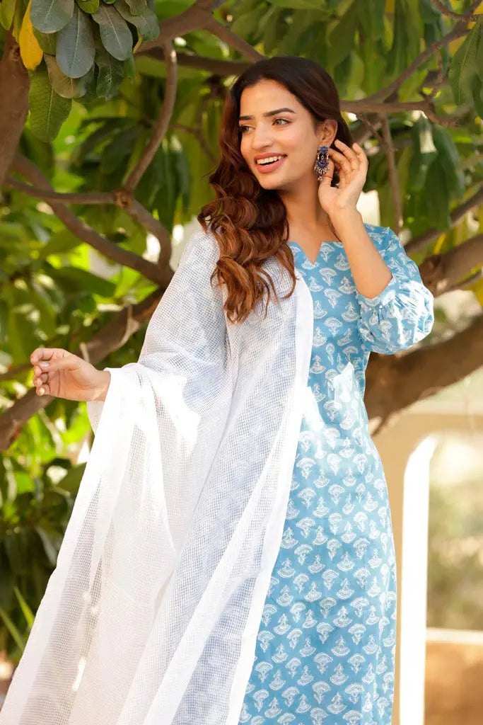 Sky Blue Kurta Suit Set Mayurisa