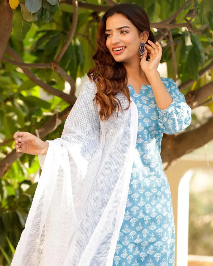 Sky Blue Kurta Suit Set Mayurisa
