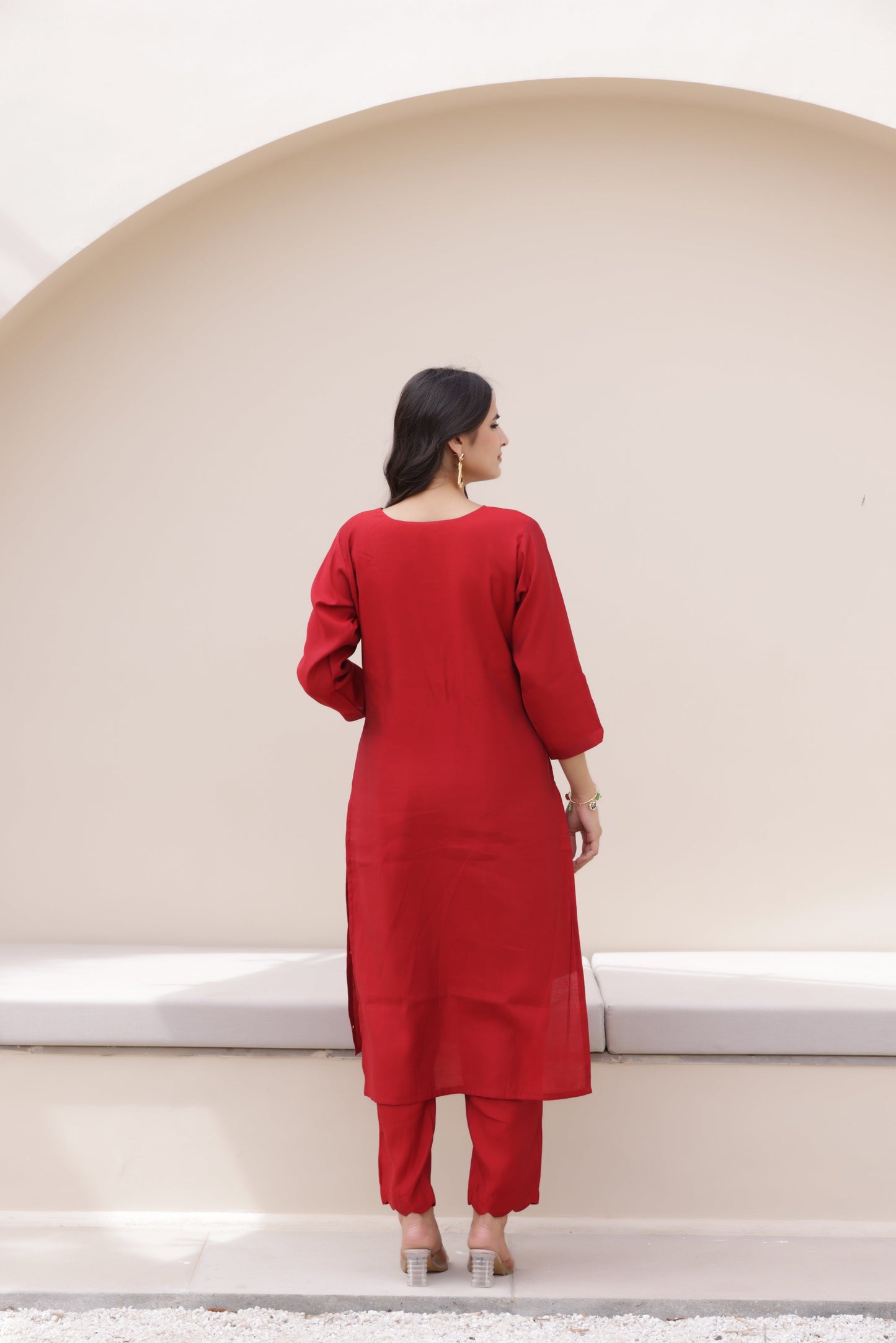 Ruby Red Rayon Suit Set
