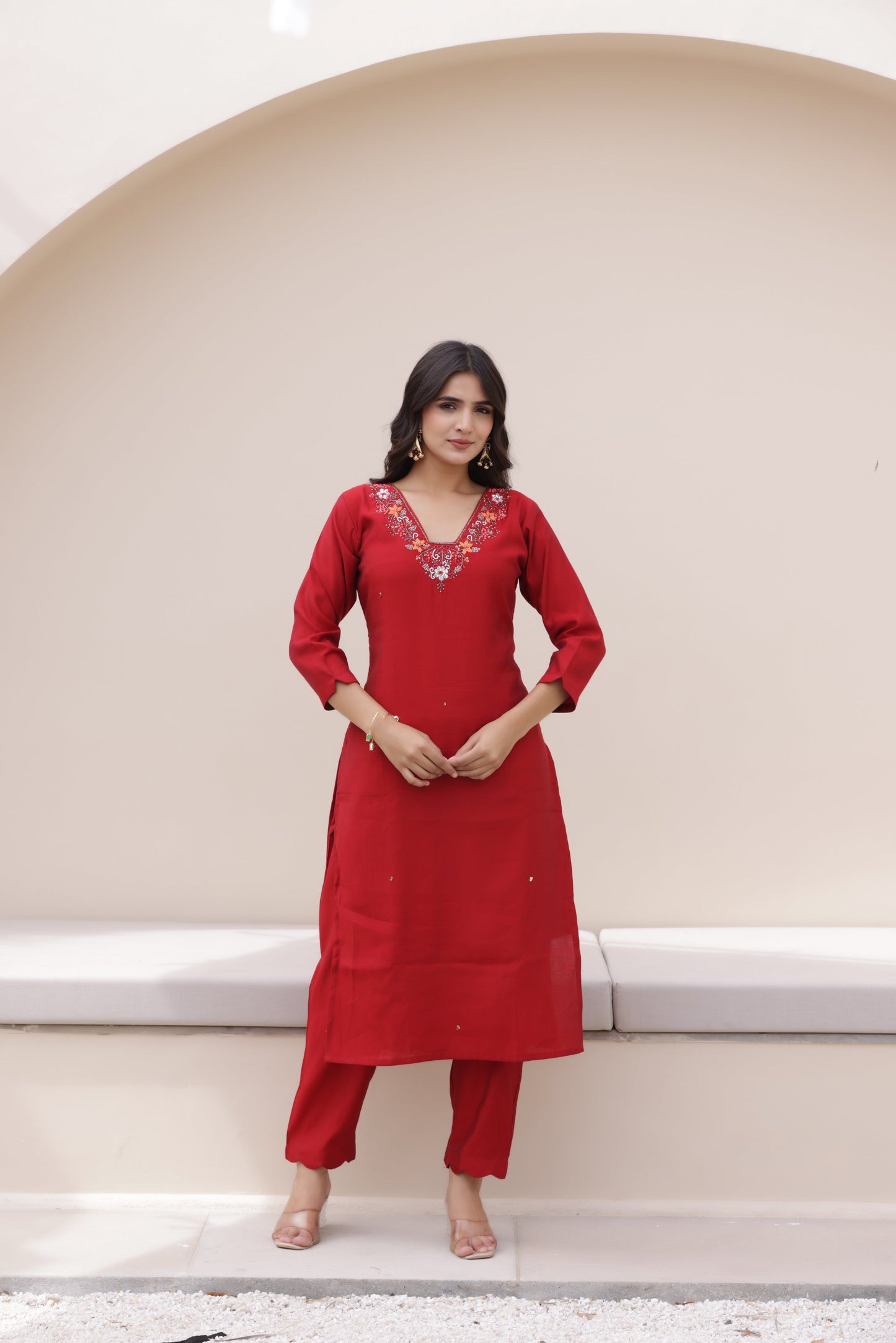Ruby Red Rayon Suit Set