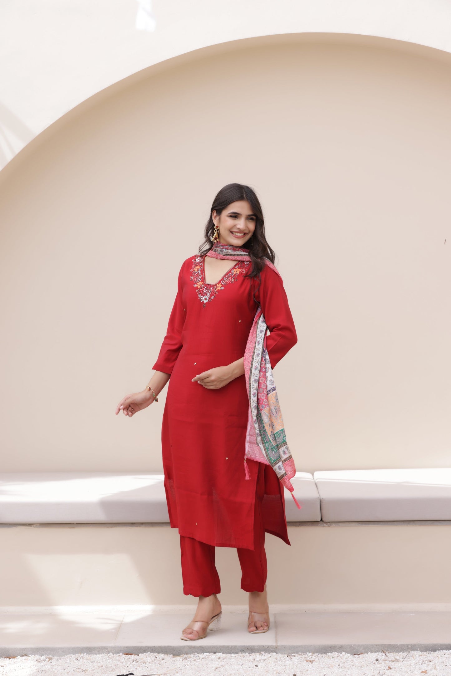 Ruby Red Rayon Suit Set