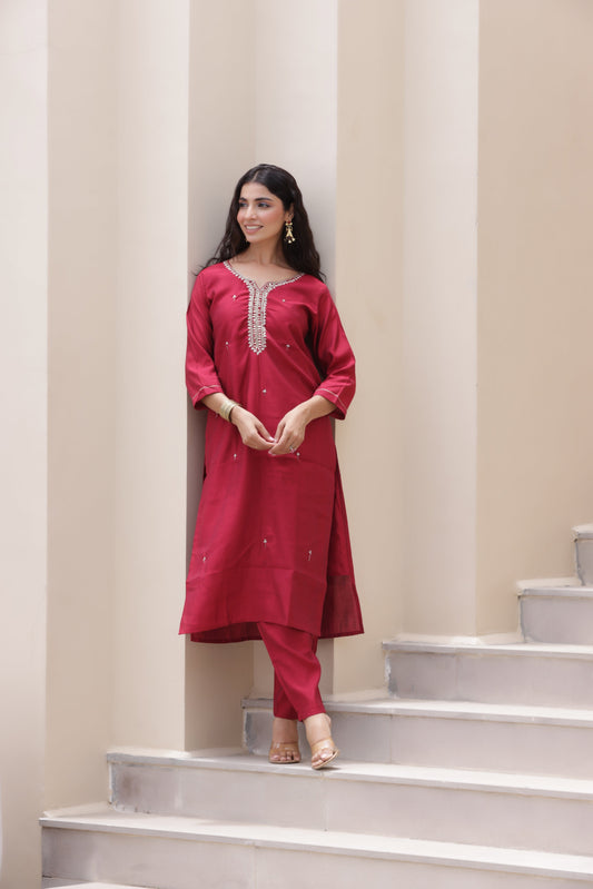 Ruby Rouge Muslic Suit Set