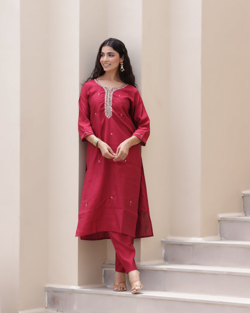 Ruby Rouge Muslic Suit Set – Ocean Ethnic