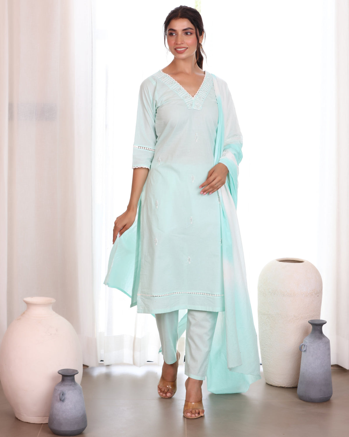 Decent Delight Cotton Suit Set – Ocean Ethnic