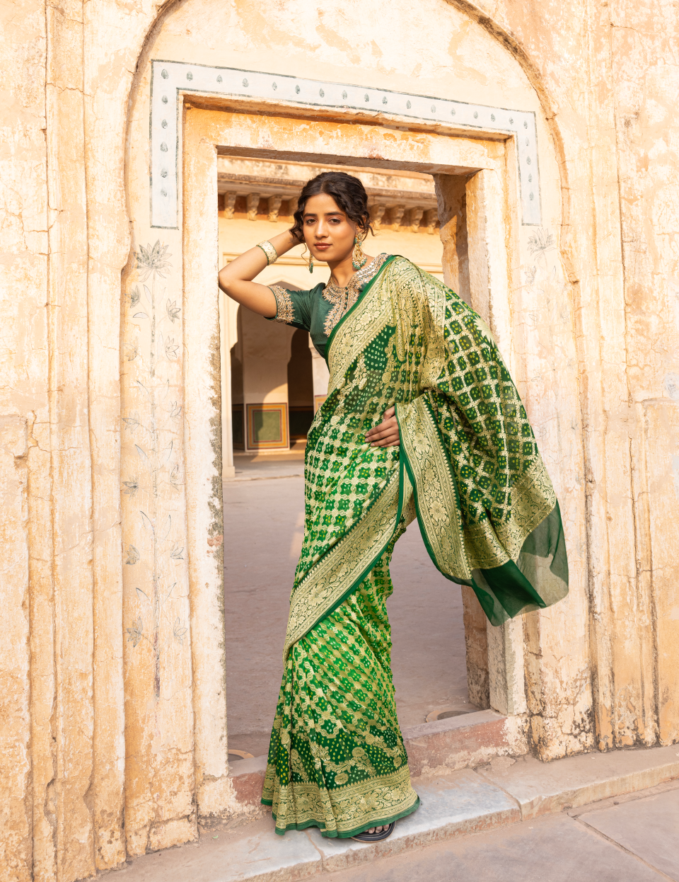 Green Gajji Silk Saree with Zari Work