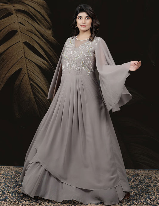 Grey Georgette Gown