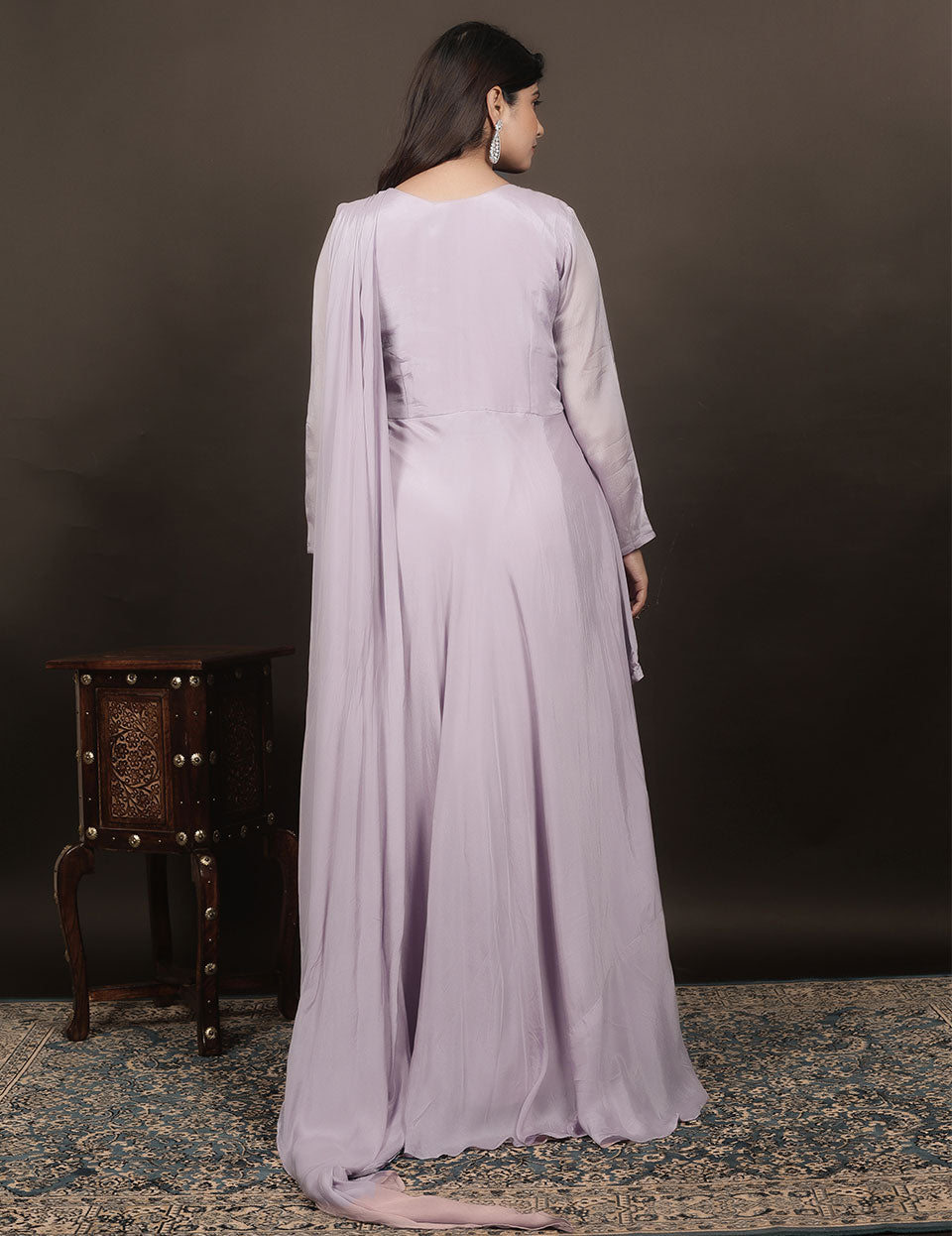 Purple Chanderi Silk Gown