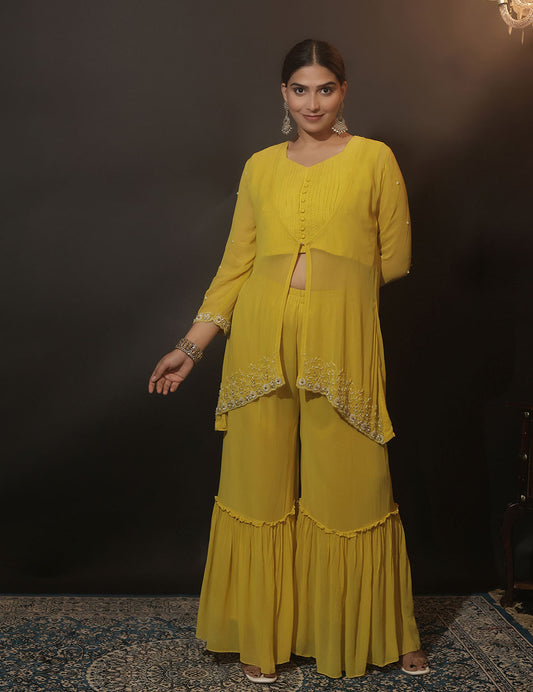 Yellow Georgette Kurti Set