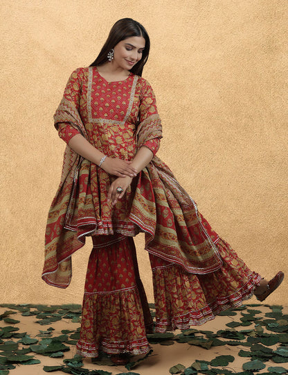 Majenta Cotton Sharara Set