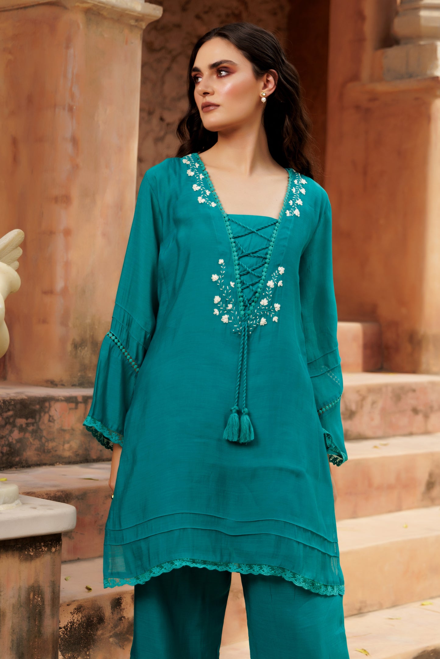 Mustard Glow Adda Work Kurta Pant Set