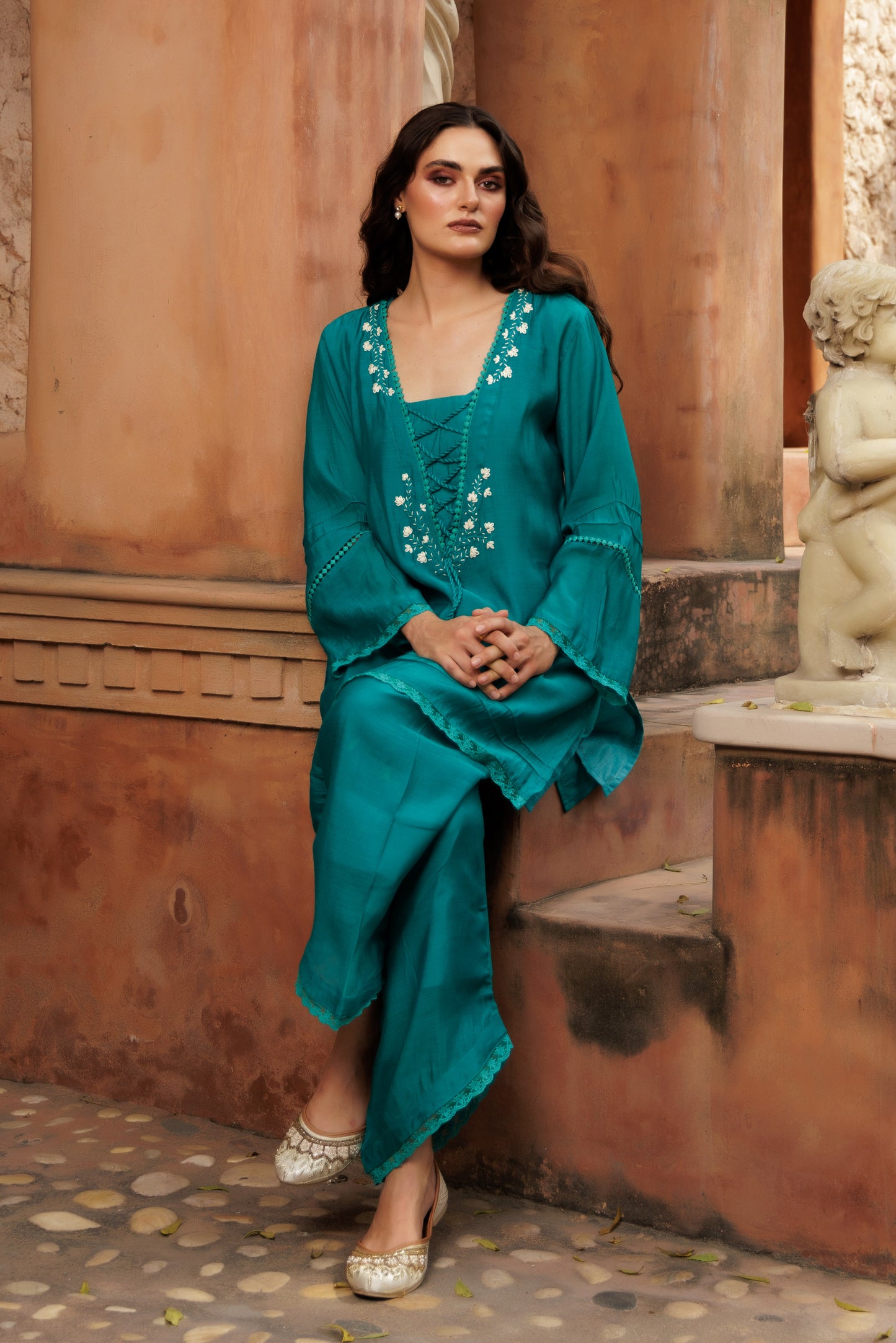 Mustard Glow Adda Work Kurta Pant Set