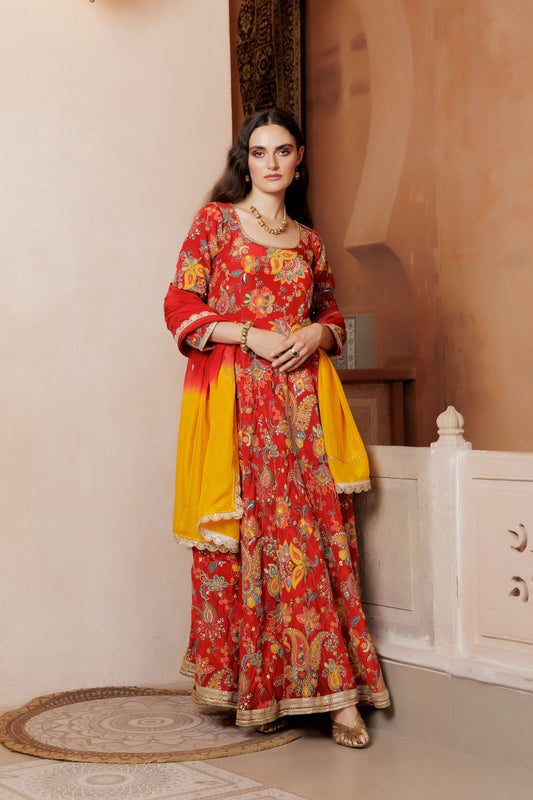 Sindoori Festive Floral Maxi Dress