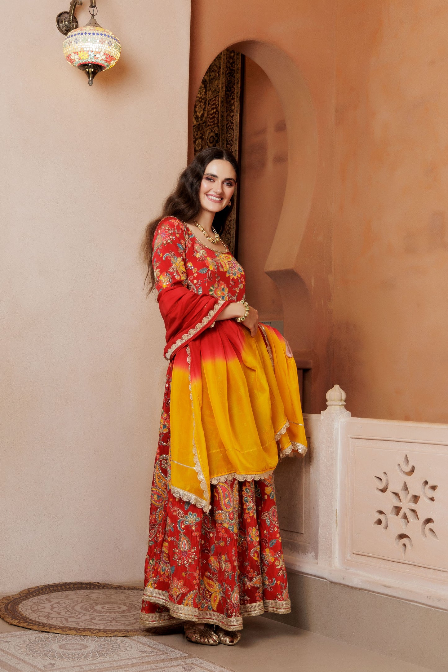 Sindoori Festive Floral Maxi Dress