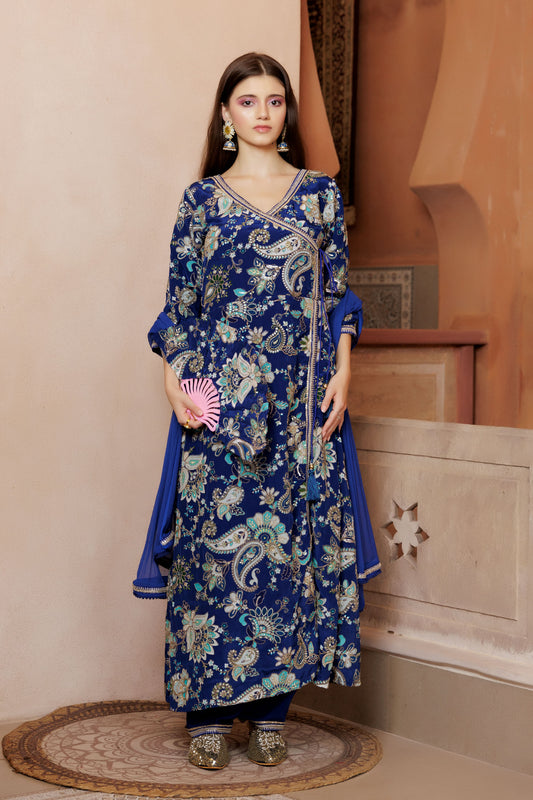 Royal Bloom Embroidered Angrakha Se