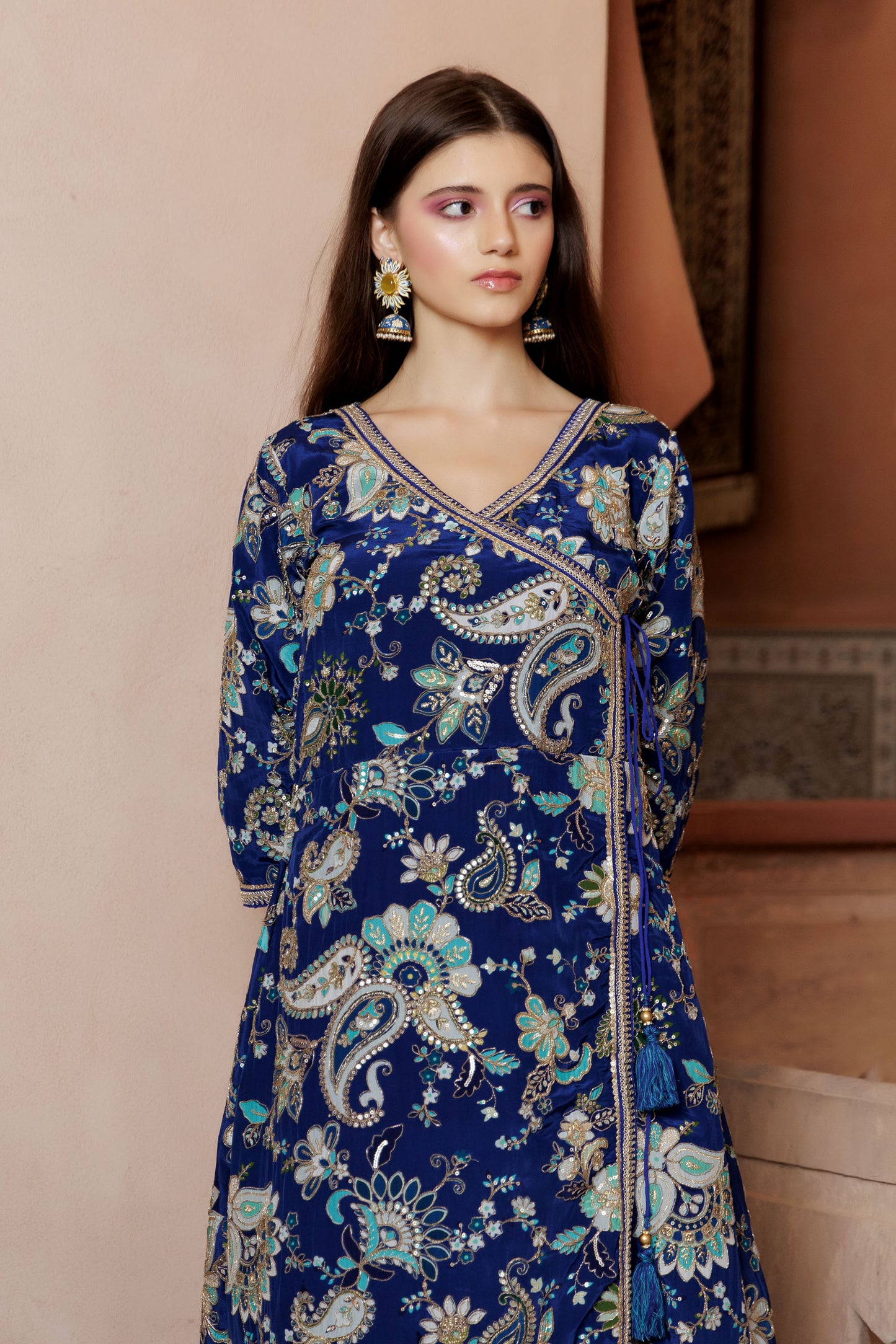 Royal Bloom Embroidered Angrakha Se