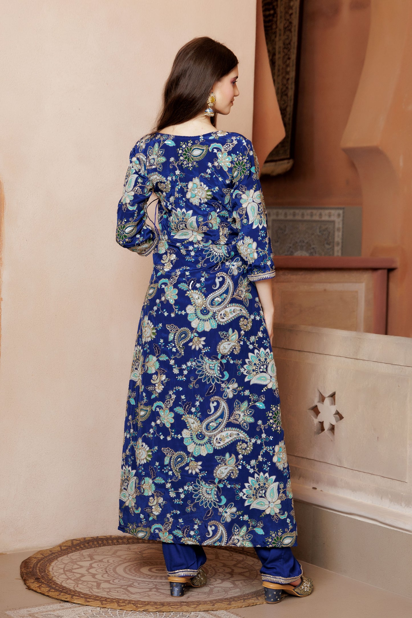 Royal Bloom Embroidered Angrakha Se