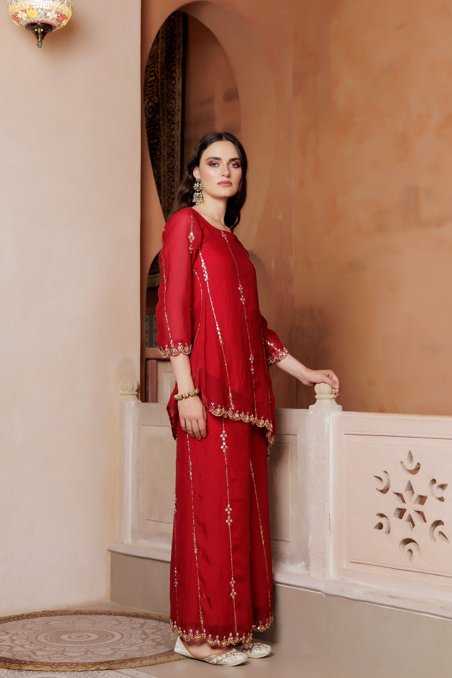 Noor Festive Scarlet Sharara Ensemble