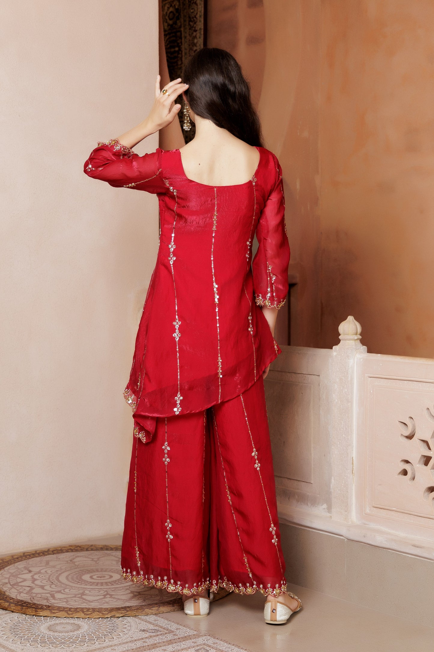 Noor Festive Scarlet Sharara Ensemble