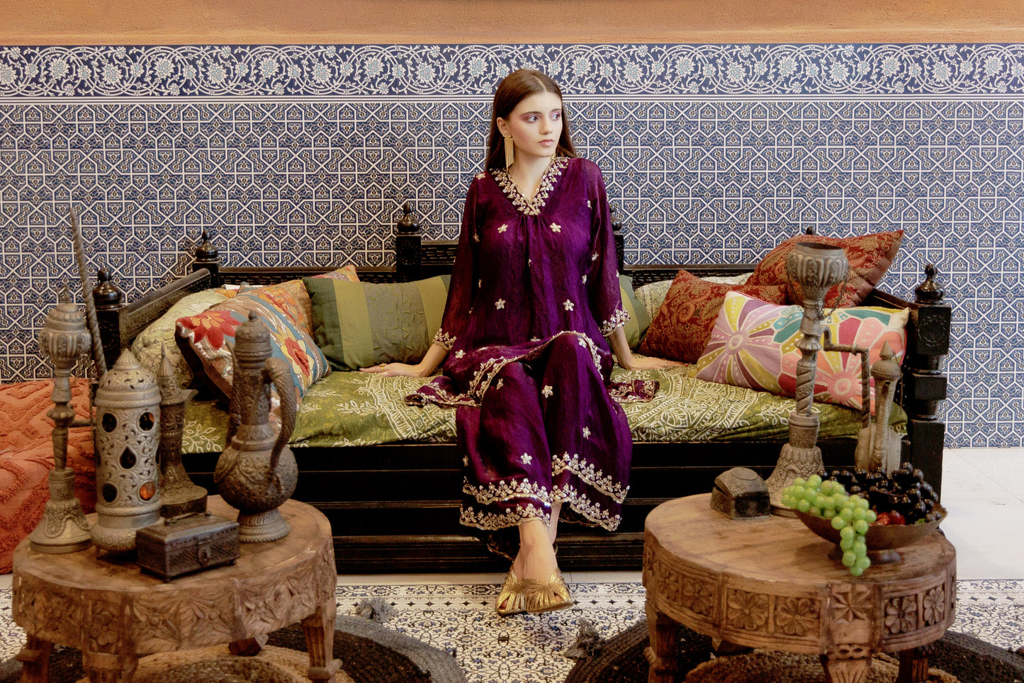 Purple Majesty Zari Sharara Set