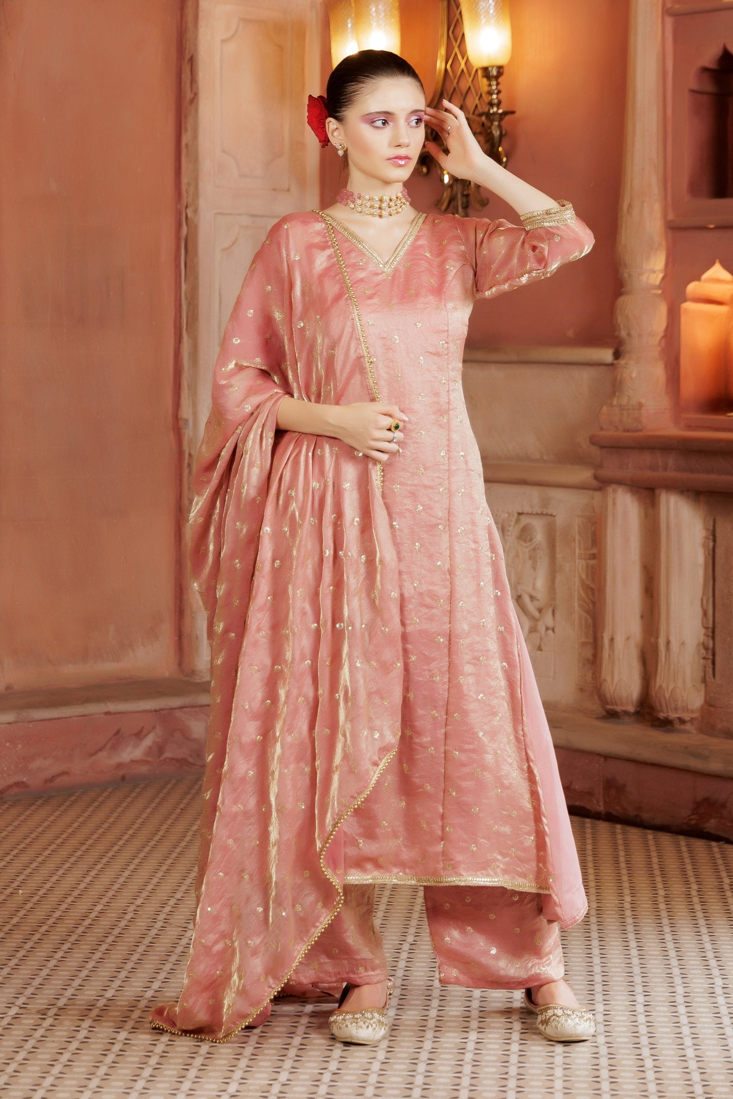 Peach Glow Festive Suit Set