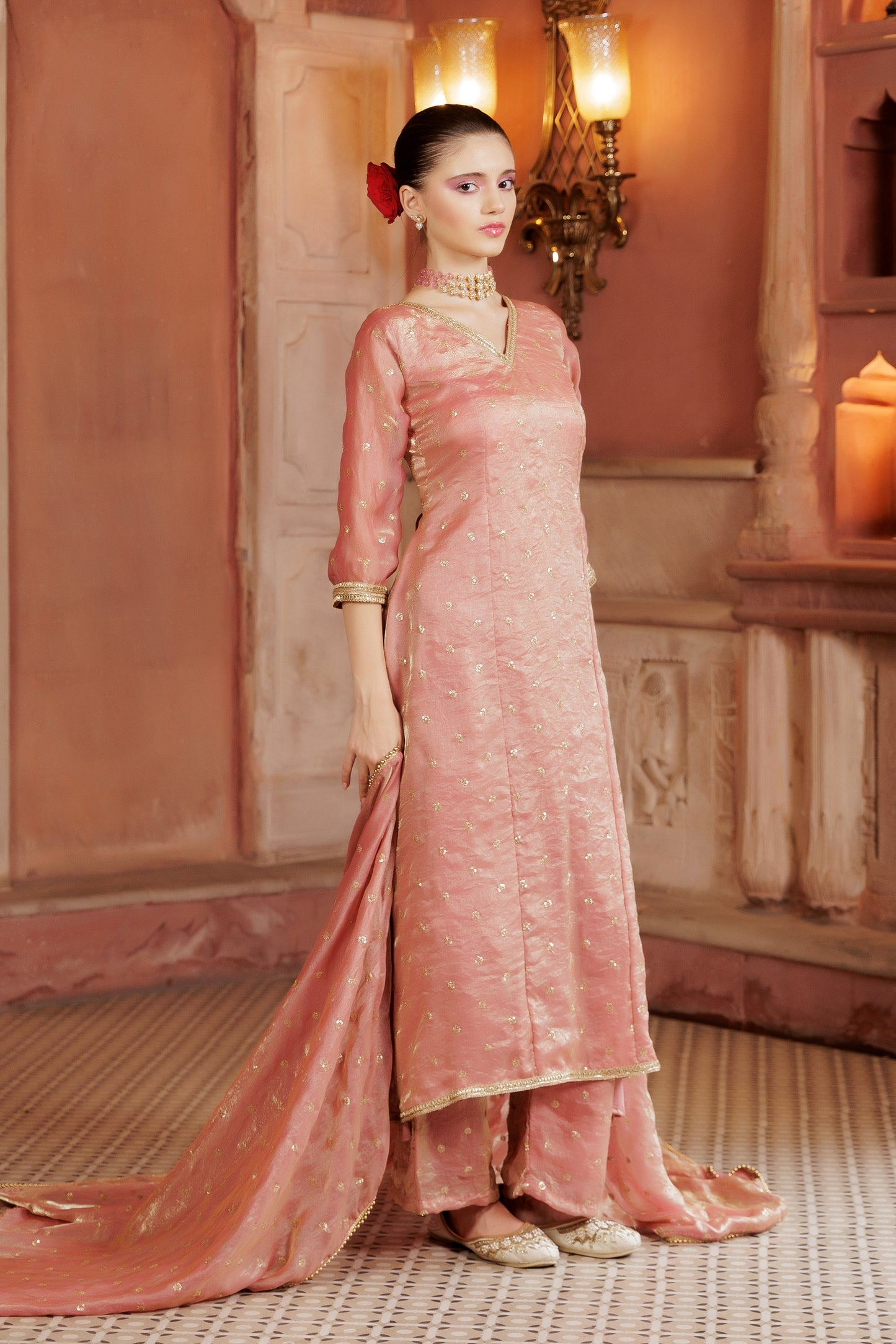 Peach Glow Festive Suit Set