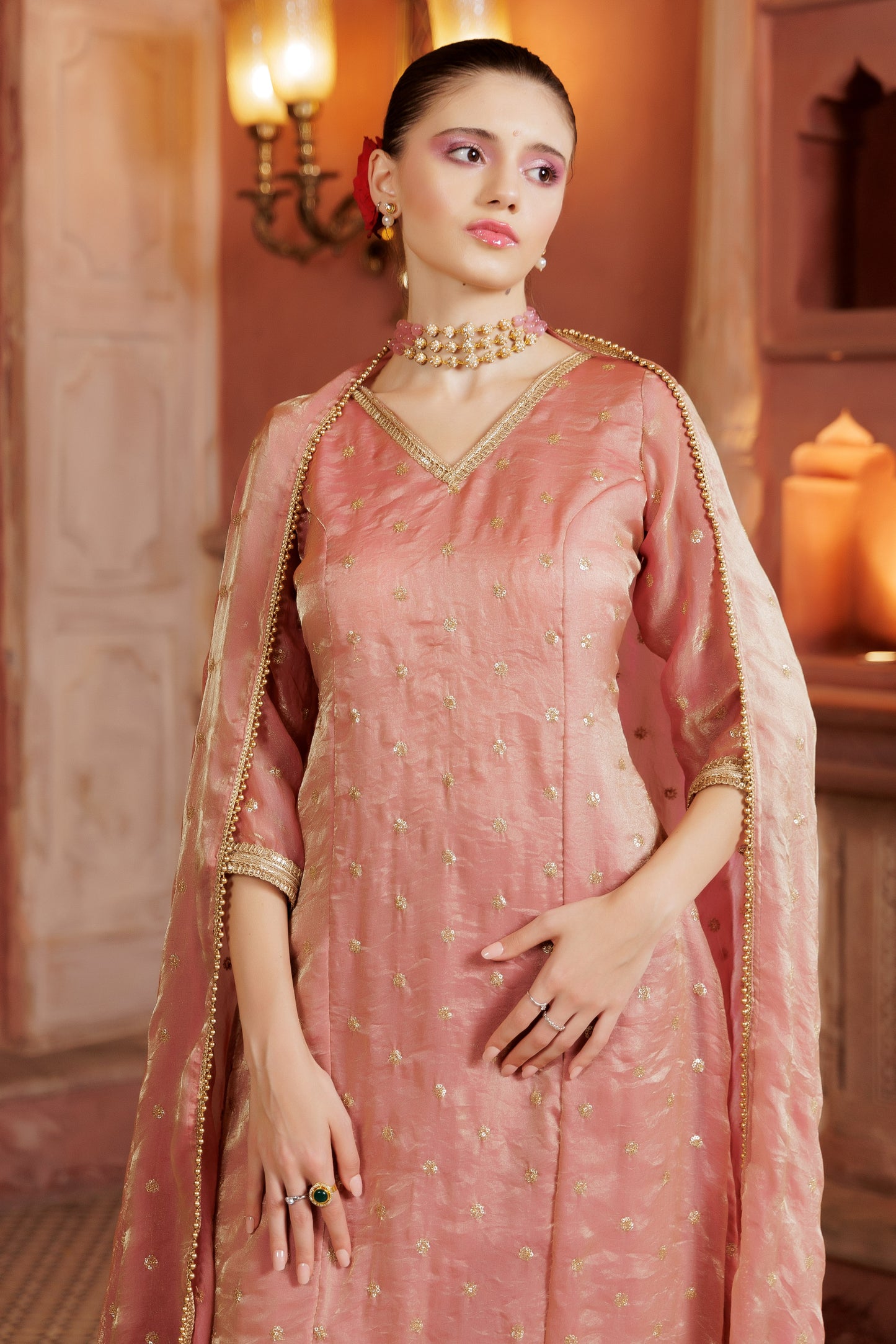 Peach Glow Festive Suit Set