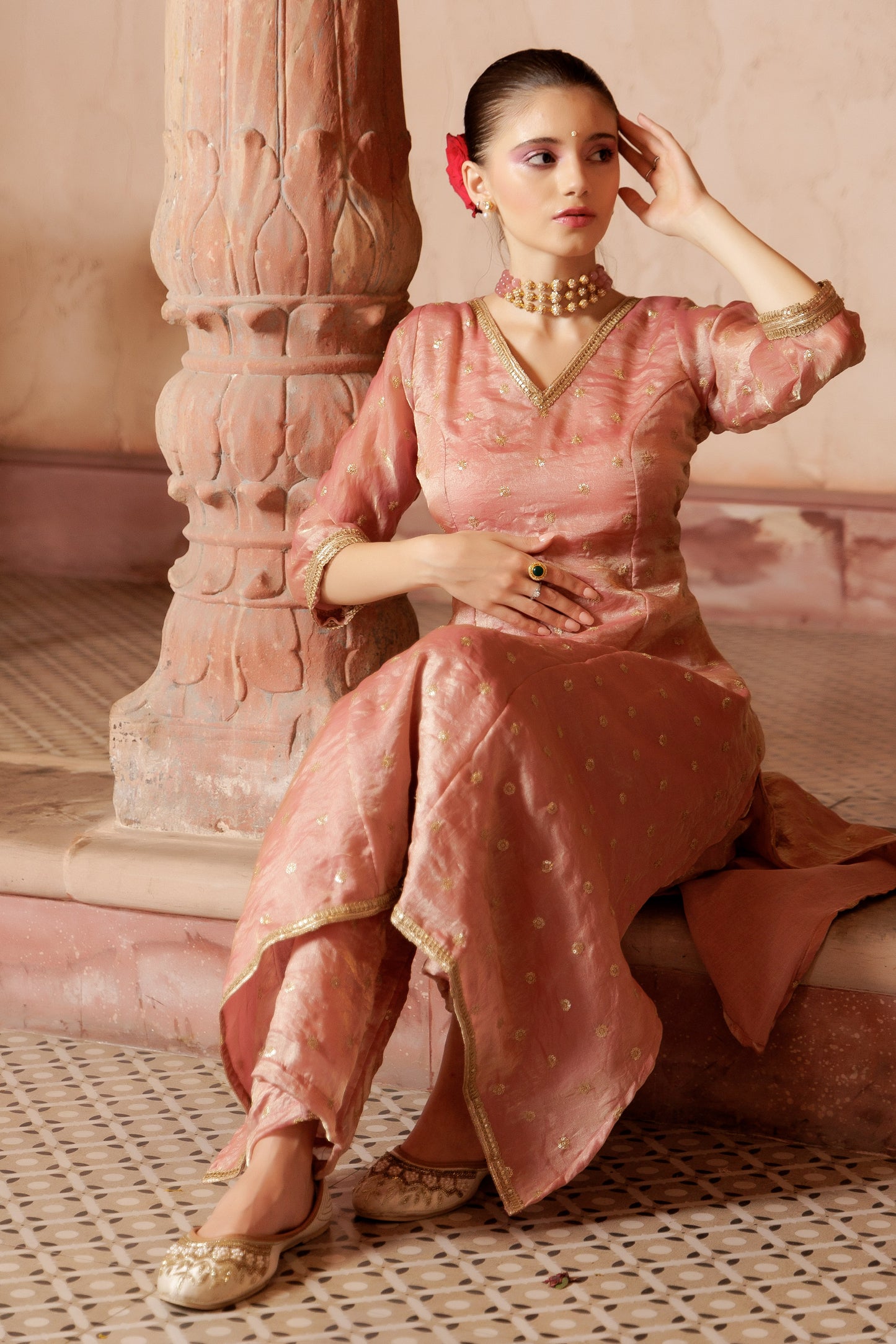 Peach Glow Festive Suit Set