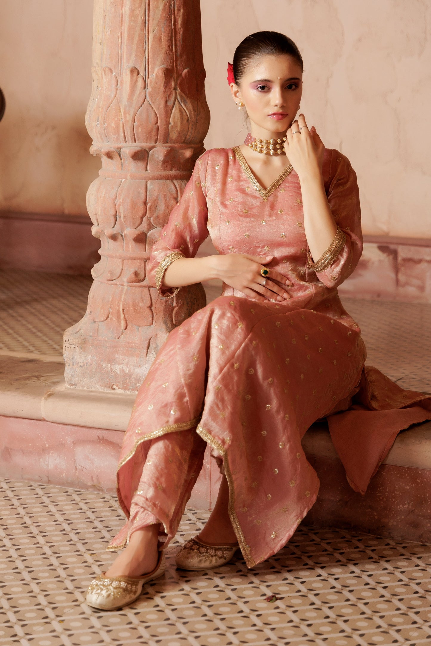 Peach Glow Festive Suit Set