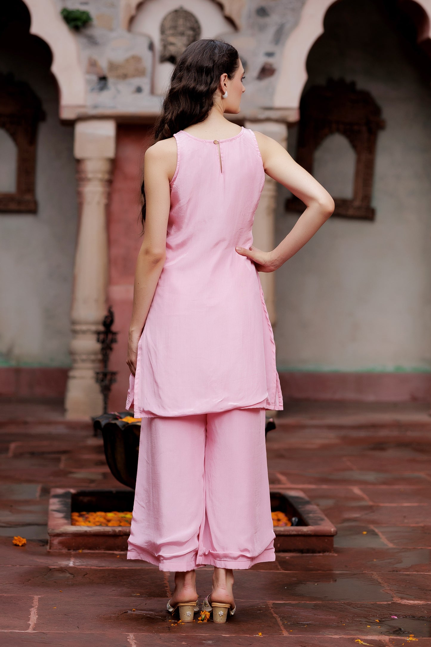 Noor Pink Embellished Indo-Western Set