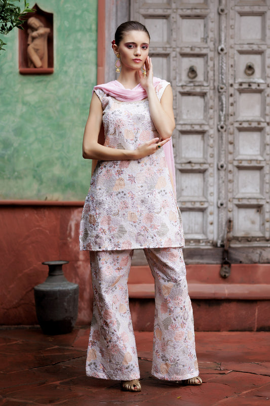 Ivory Bloom Festive Sharara Ensemble