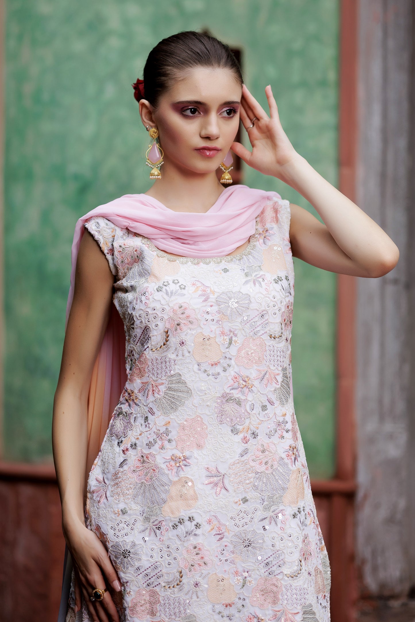 Ivory Bloom Festive Sharara Ensemble